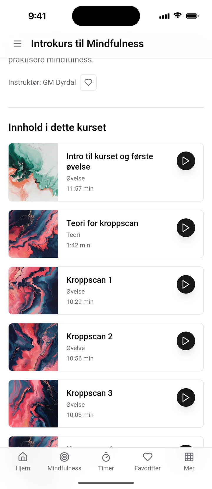 Kurset «Introkurs til Mindfulness» med teori og kroppsskanning i Medio