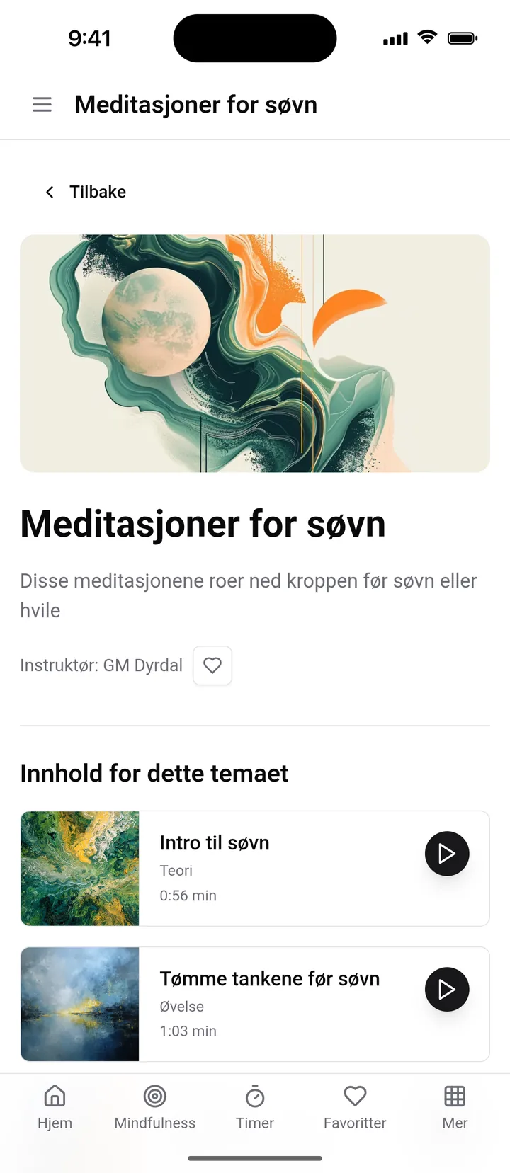 Kurset «Meditasjoner for søvn» med instruktør GM Dyrdal